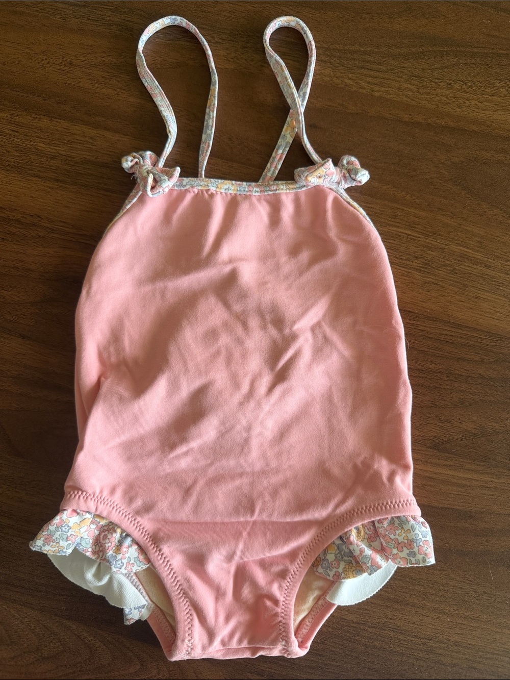 babycottons Pink Girls Floral-Trim One-Piece Swimwear